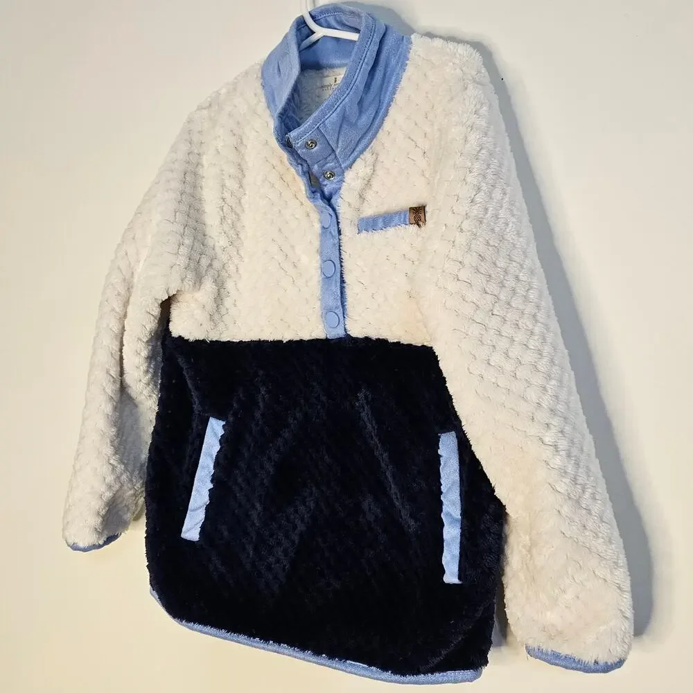 Simply Southern Color block blue fleece pullover size youth small